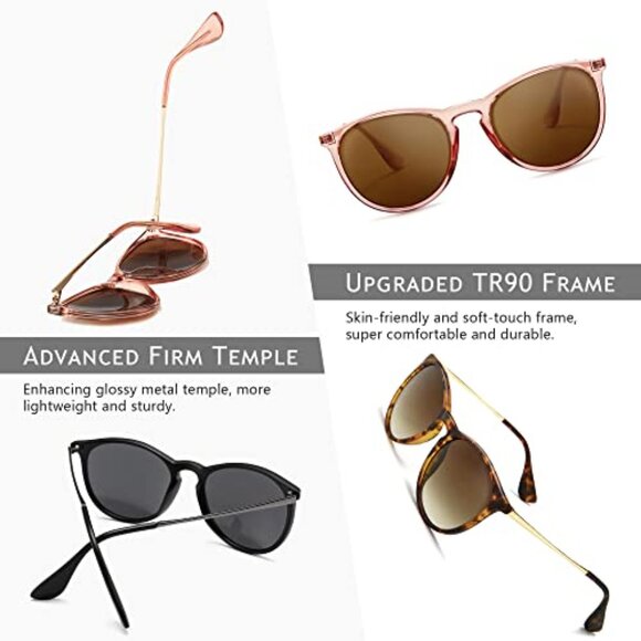 Vintage Round Sunglasses Retro Classic Trendy Polarized UV400 Lightweight main image 5